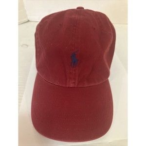 Red/Blue Polo Ralph Lauren Hat With Leather Strap Cap Adjustable Vintage